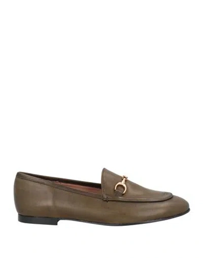 J.a.p. Jose Antonio Pereira J. A.p. Jose Antonio Pereira Woman Loafers Military Green Size 7 Calfskin