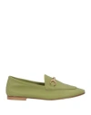 J.a.p. Jose Antonio Pereira J. A.p. Jose Antonio Pereira Woman Loafers Sage Green Size 7 Leather In Sage Green