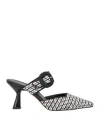 J.a.p. Jose Antonio Pereira J. A.p. Jose Antonio Pereira Woman Mules & Clogs Black Size 11 Natural Raffia, Leather In Black