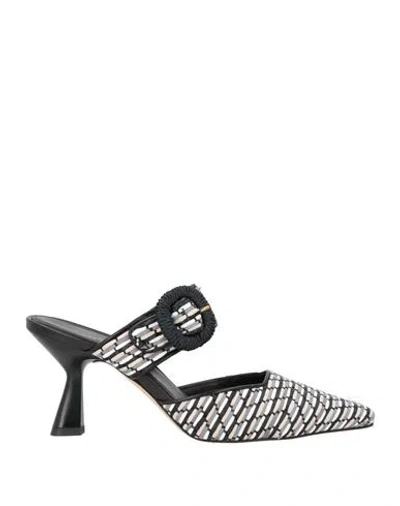 J.a.p. Jose Antonio Pereira J. A.p. Jose Antonio Pereira Woman Mules & Clogs Black Size 11 Natural Raffia, Leather