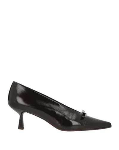 J.a.p. Jose Antonio Pereira J. A.p. Jose Antonio Pereira Woman Pumps Dark Brown Size 7 Leather In Black