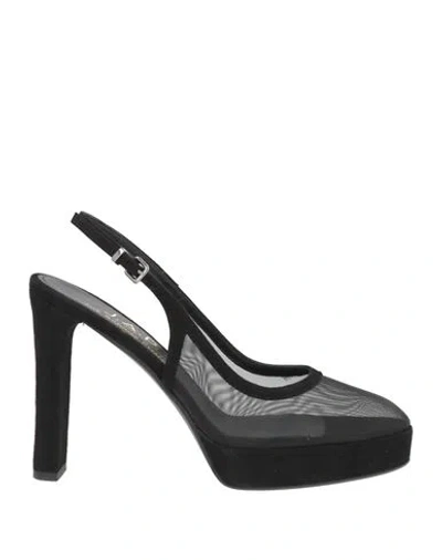 J.a.p. Jose Antonio Pereira J. A.p. Jose Antonio Pereira Woman Pumps Black Size 7.5 Leather, Textile Fibers