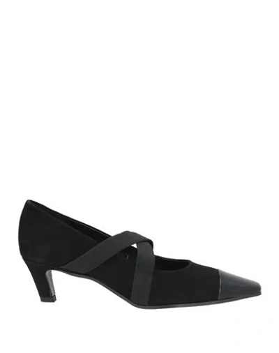 J.a.p. Jose Antonio Pereira J. A.p. Jose Antonio Pereira Woman Pumps Black Size 8 Leather, Synthetic Material