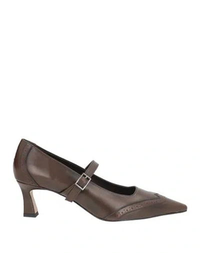 J.a.p. Jose Antonio Pereira J. A.p. Jose Antonio Pereira Woman Pumps Chocolate Brown Size 7 Calfskin
