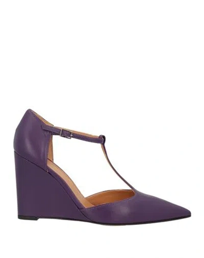 J.a.p. Jose Antonio Pereira J. A.p. Jose Antonio Pereira Woman Pumps Purple Size 10 Leather