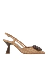 J.a.p. Jose Antonio Pereira J. A.p. Jose Antonio Pereira Woman Pumps Sand Size 7 Natural Raffia In Beige