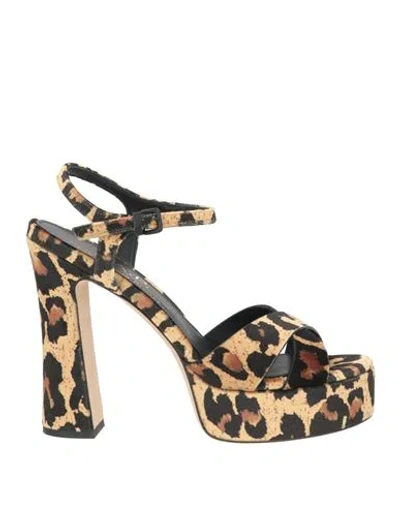 J.a.p. Jose Antonio Pereira J. A.p. Jose Antonio Pereira Woman Sandals Beige Size 11 Textile Fibers In Multi