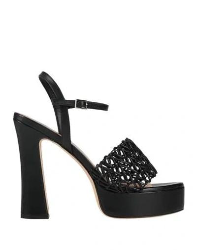 J.a.p. Jose Antonio Pereira J. A.p. Jose Antonio Pereira Woman Sandals Black Size 8 Leather