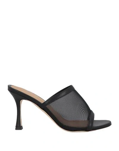 J.a.p. Jose Antonio Pereira J. A.p. Jose Antonio Pereira Woman Sandals Black Size 8 Textile Fibers, Leather