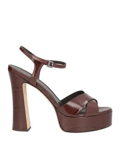 J.a.p. Jose Antonio Pereira J. A.p. Jose Antonio Pereira Woman Sandals Brown Size 8 Leather