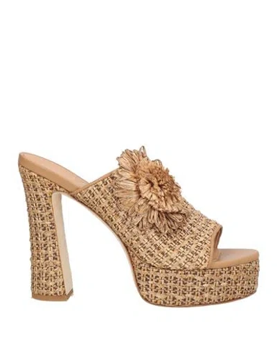 J.a.p. Jose Antonio Pereira J. A.p. Jose Antonio Pereira Woman Sandals Brown Size 8 Textile Fibers