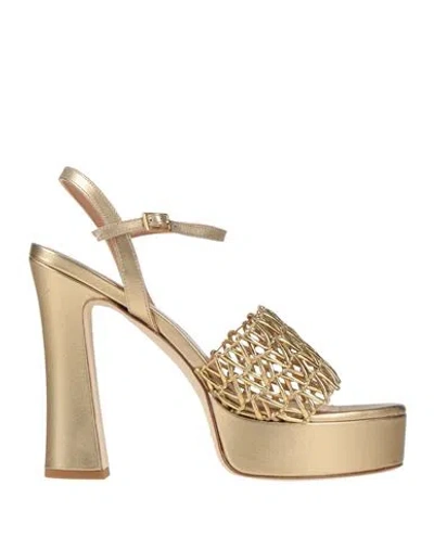 J.a.p. Jose Antonio Pereira J. A.p. Jose Antonio Pereira Woman Sandals Gold Size 7 Leather In Multi