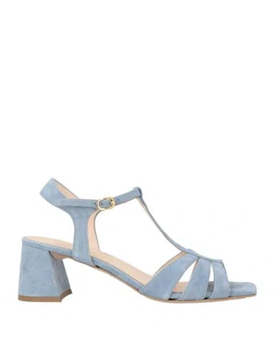 J.a.p. Jose Antonio Pereira J. A.p. Jose Antonio Pereira Woman Sandals Sky Blue Size 8 Leather In Animal Print