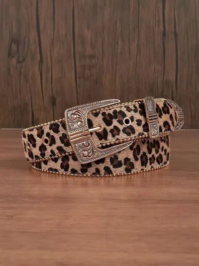 Pre-owned Japanese Brand 112 Cm 2000s Style Leopard Cheetah Print Belt In Brown