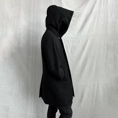 Pre-owned Japanese Brand Asymmetric Hooded Felted Wool Overcoat In Black