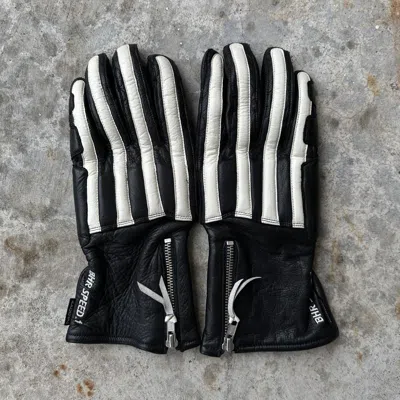 Pre-owned Japanese Brand Bhr Speed Stripe Hammer Studded Leather Bones Akira Gloves In Gray