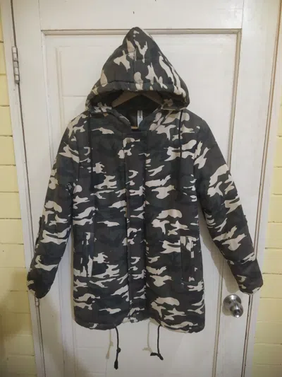 Pre-owned Japanese Brand Bisouhor Camo Padded Hooded Jacket In Green