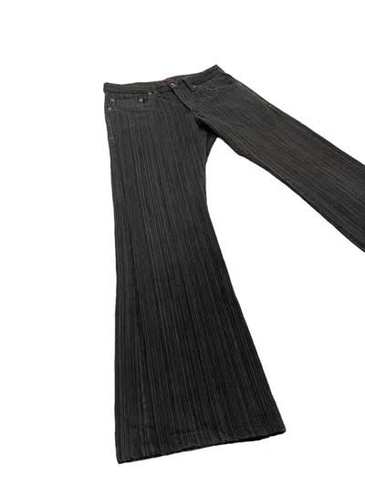 Pre-owned Japanese Brand Flare Jeans Blue Way Japan Pinstriped Boot Cut 87 In Black