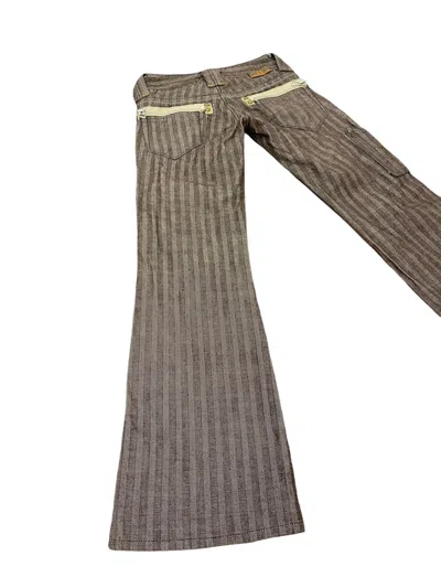 Pre-owned Japanese Brand Flare Jeans Et Blue Way Herringbones Low Rise Boot Cut 14 In Brown