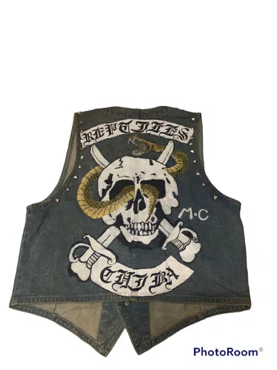 Pre-owned Japanese Brand Japan Denim Punk Vest Jacket In Blue