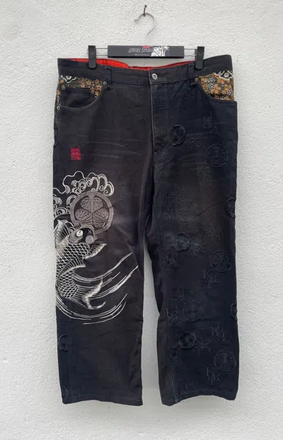 Pre-owned Japanese Brand Karakuri Tamashi Embroidered Jeans In Multicolor