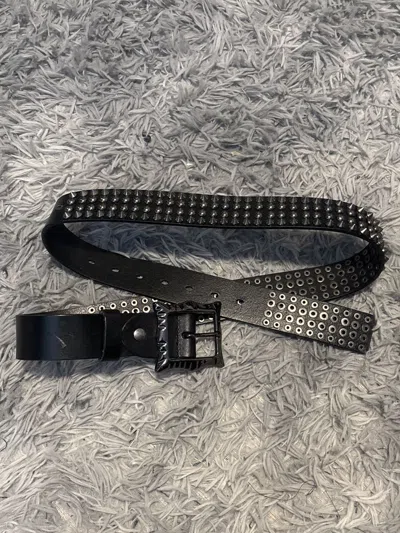 Pre-owned Japanese Brand Leather Spike Belt In Black