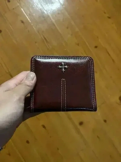 Pre-owned Japanese Brand Mitsuoka X Eno Y2k Leather Cross Wallet (burgundy) In Red