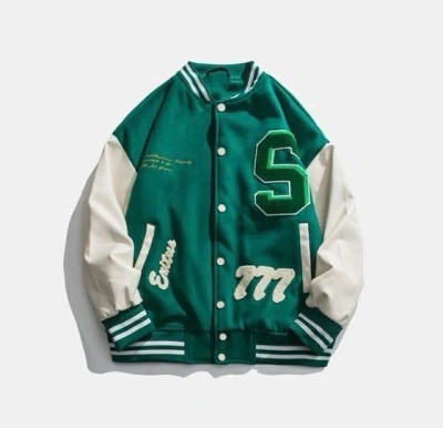 Pre-owned Japanese Brand Mount Fuji Bomber Jacket Varsity Jacket Collection In Green