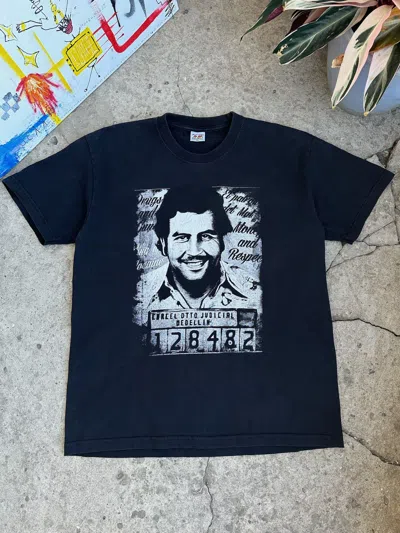 Pre-owned Japanese Brand Pablo Escobar Vintage Y2k/2000s Streetwear Graphic Tee In Black