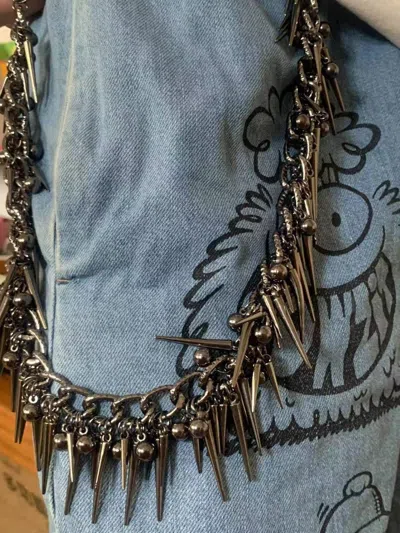 Pre-owned Japanese Brand Retro Punk Streetweary Y2k Spike Pants Pocket Wallet Chain In Black