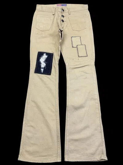 Pre-owned Japanese Brand Superflareblutenblut Distrssed Patchwork Denim F903 In Sand