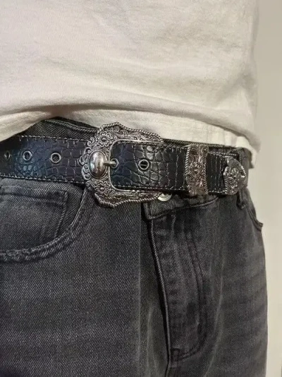 Pre-owned Japanese Brand Y2k Gothic Buckle Belt In Black