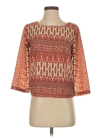 Pre-owned Japna 3/4 Sleeve Blouse In Orange