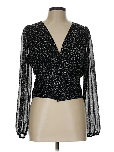 Pre-owned Japna Long Sleeve Blouse In Black