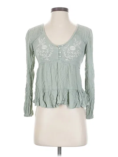 Pre-owned Japna Long Sleeve Blouse In Green