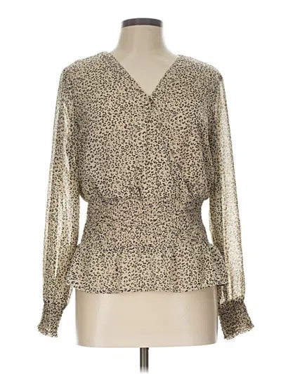 Pre-owned Japna Long Sleeve Blouse In Tan