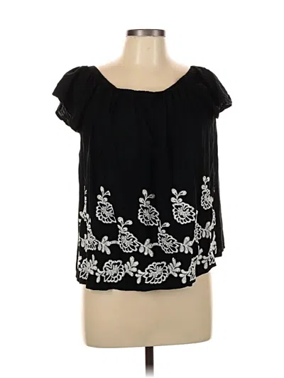 Pre-owned Japna Short Sleeve Blouse In Black