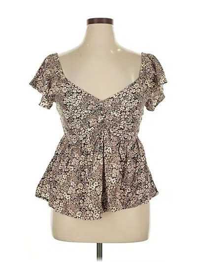 Pre-owned Japna Short Sleeve Blouse In Brown
