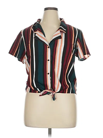 Pre-owned Japna Short Sleeve Blouse In Burgundy