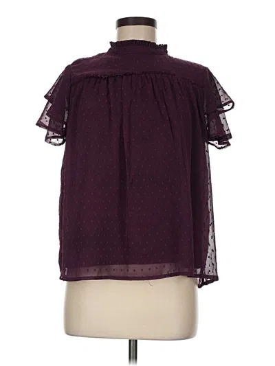 Pre-owned Japna Short Sleeve Blouse In Burgundy