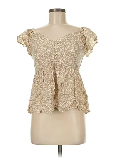 Pre-owned Japna Short Sleeve Blouse In Gold