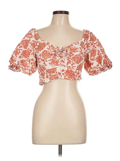 Pre-owned Japna Short Sleeve Blouse In Orange
