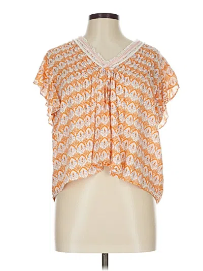 Pre-owned Japna Short Sleeve Blouse In Orange