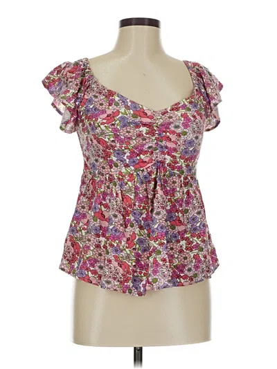 Pre-owned Japna Short Sleeve Blouse In Pink