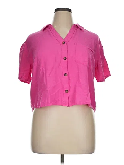 Pre-owned Japna Short Sleeve Blouse In Pink