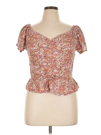 Pre-owned Japna Short Sleeve Blouse In Pink