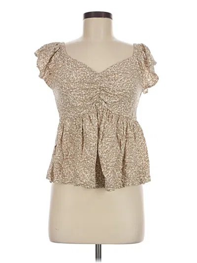 Pre-owned Japna Short Sleeve Blouse In Tan