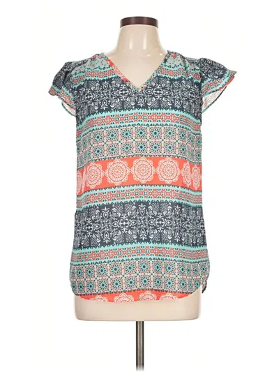 Pre-owned Japna Short Sleeve Blouse In Teal