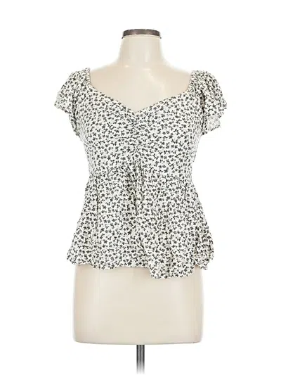 Pre-owned Japna Short Sleeve Blouse In White
