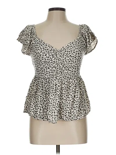 Pre-owned Japna Short Sleeve Blouse In White
